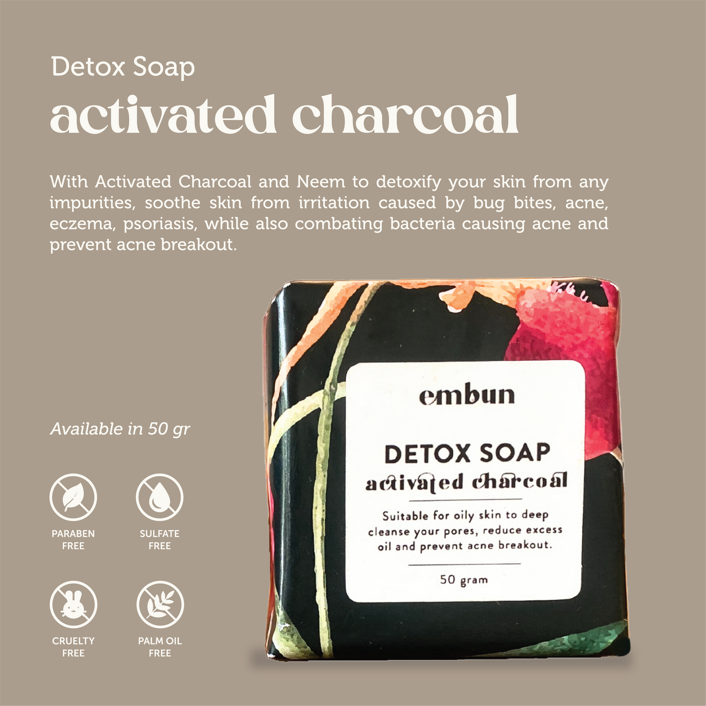 Detox Soap Bar with Activated Charcoal 50 gr