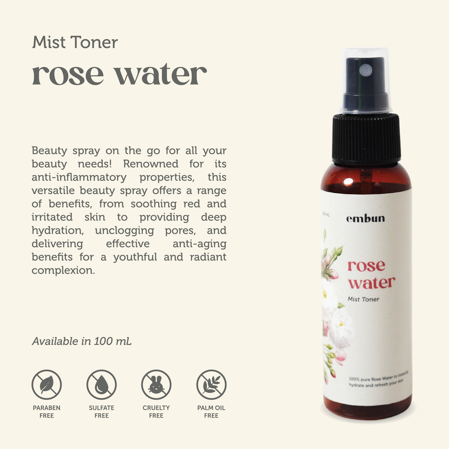 Mist Toner Rose Water 100 ml