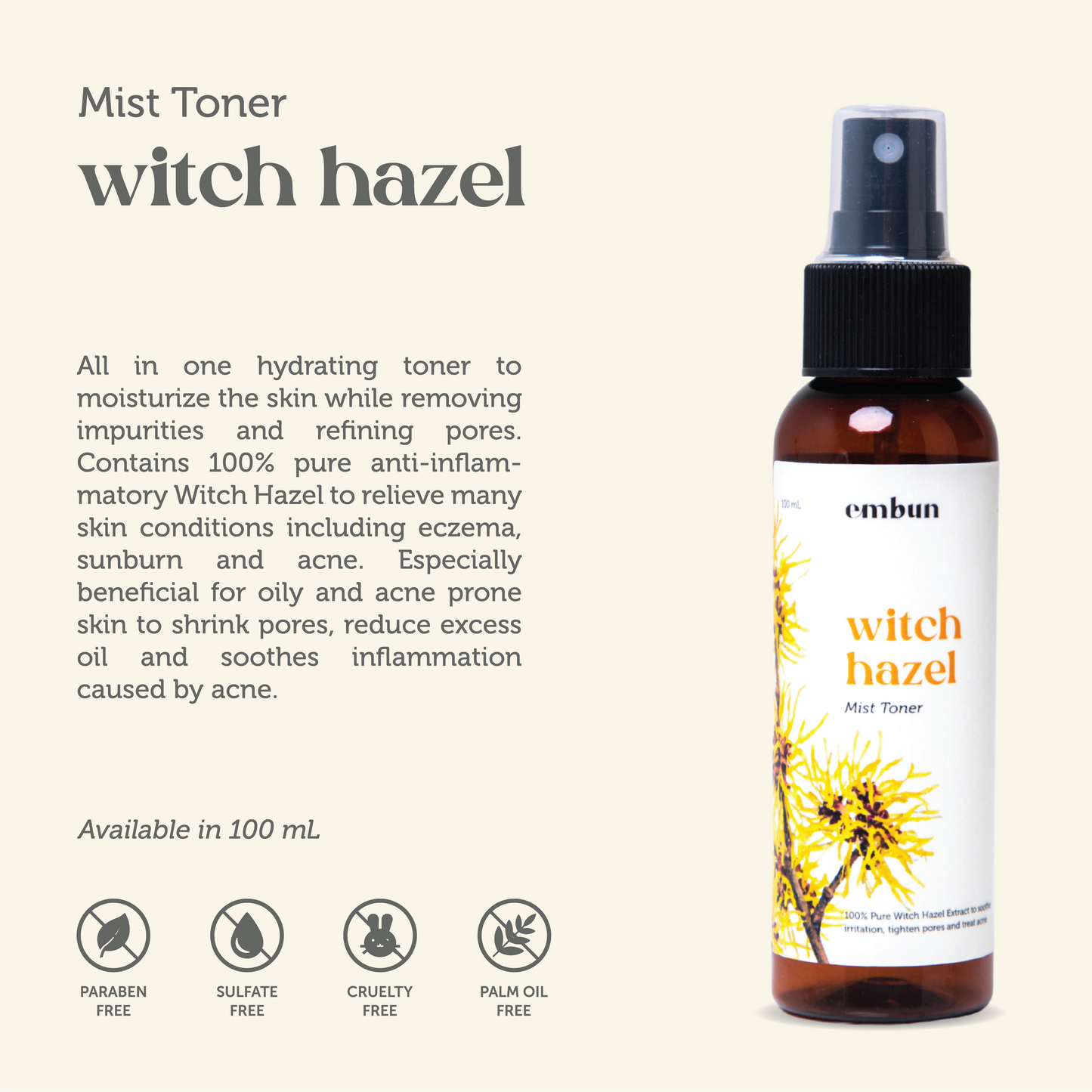 Mist Toner Witch Hazel 100 ml