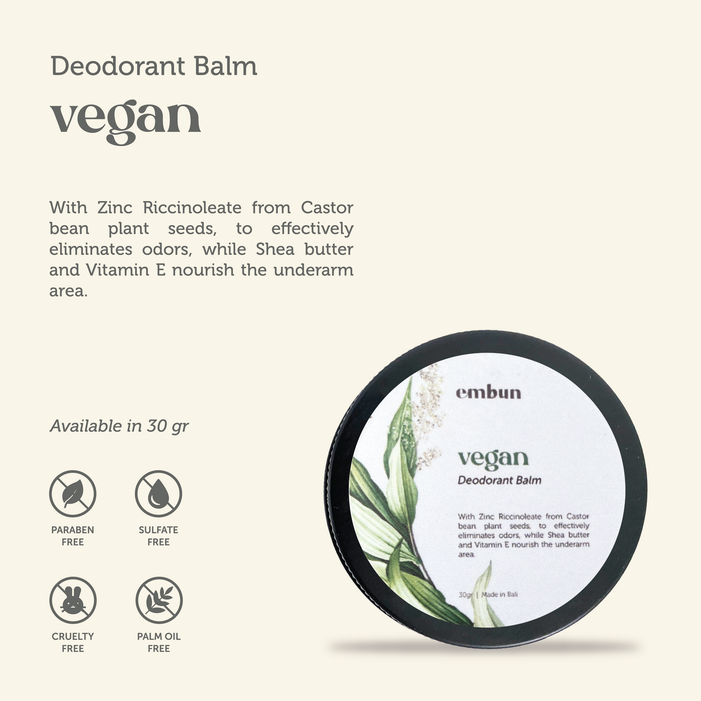 Deodorant Balm Vegan 30 gr